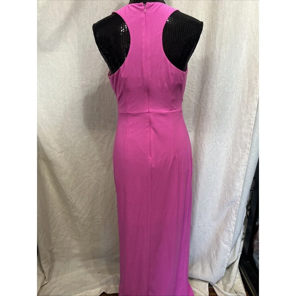 ONE33 DARCY MAXI DRESS IN FUCHSIA PINK WRAP OPEN SLIT UNDERSKIRT SIZE 4